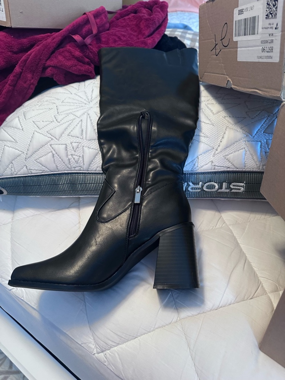 Not Rated Black Mid-Calf Block Heel Boots - Picture 2 of 4